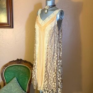 NWT RYU Anthropologie Boho Cream Lace Dress.  Sz M